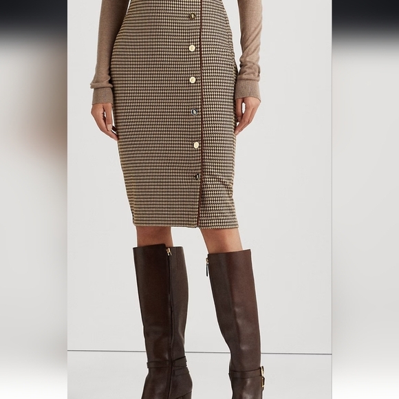 Lauren Ralph Lauren Houndstooth Knit Jacquard Skirt size Large - Picture 5 of 12